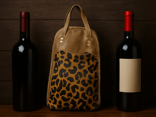 Double Bottle Wine Tote  Hair on Hide Front  WT-141
