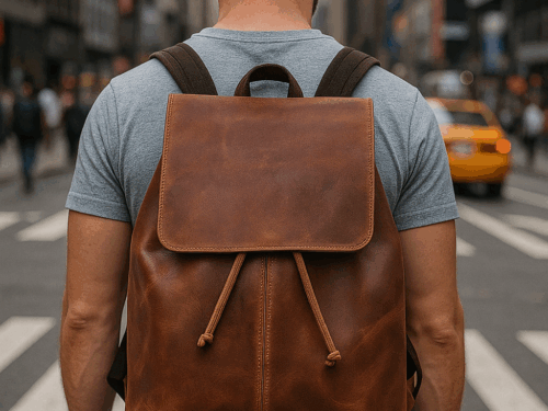 Distressed Buffalo Leather Unisex Backpack IN-401