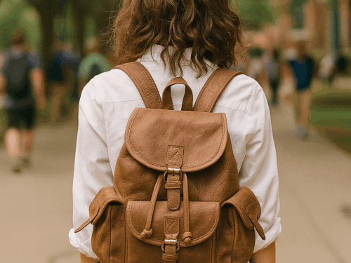 3 pocket Distressed Leather Satchel/Backpack IN-301