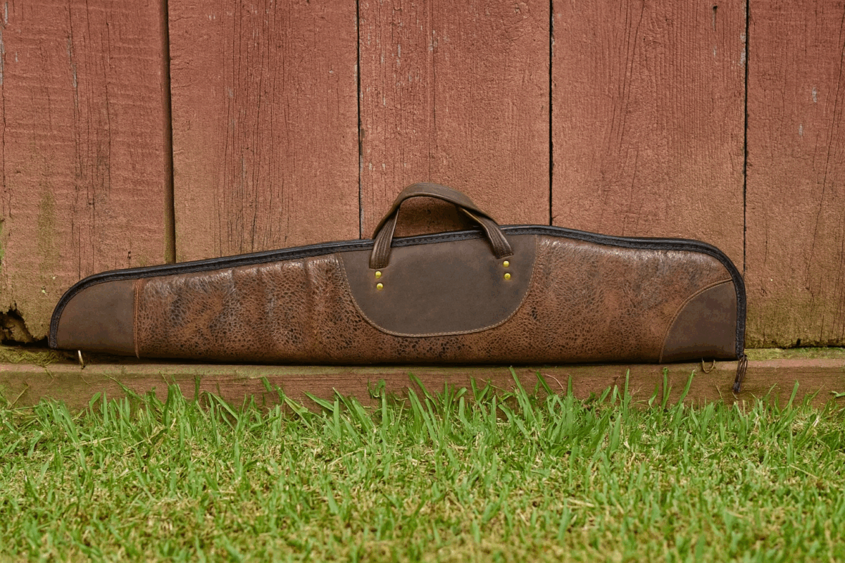 Low Scoped Leather Rifle Case Embossed ESR-149