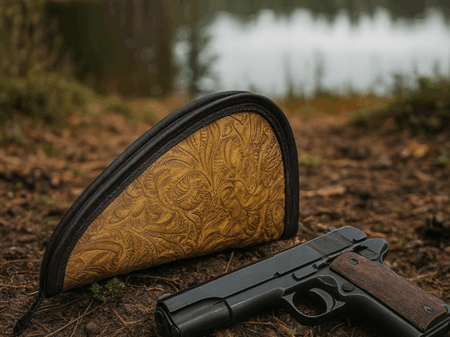 Large Pistol Case Embossed Floral Pattern  LP-2166