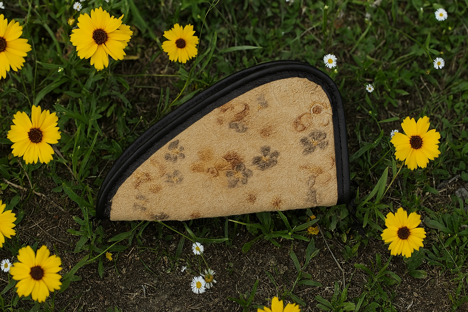 Large Pistol Case Hair On Hide Embossed Leather Floral Serigraph LP-2175