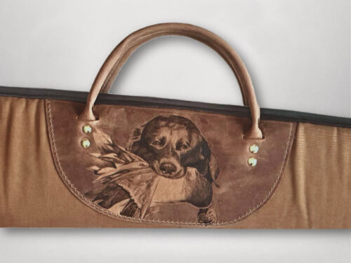 Canvas Shotgun Case with Custom Art Work on Leather Trim SS-155-X