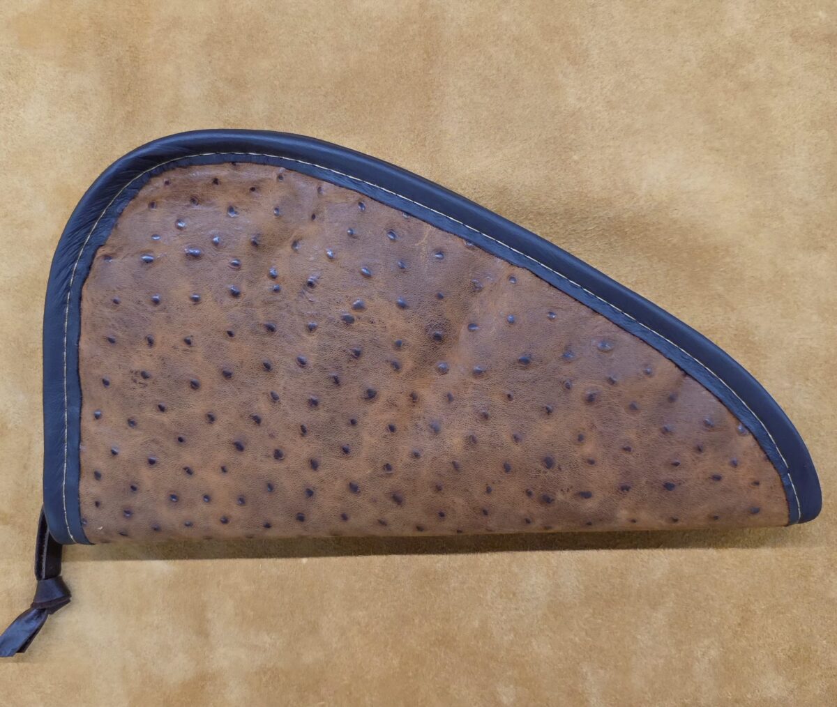 Large Ostrich Print Leather Pistol Case LP-2338
