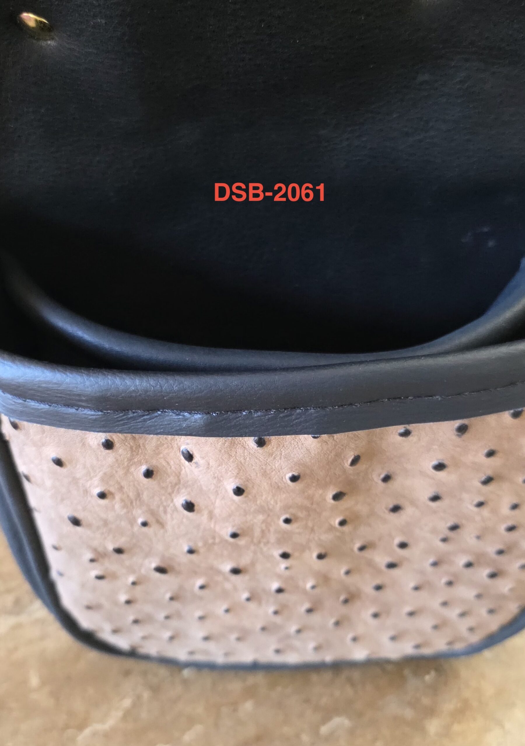 Ostrich-Embossed Leather Double Shell Bag – Handmade in USA | DSB-2061 - Image 3