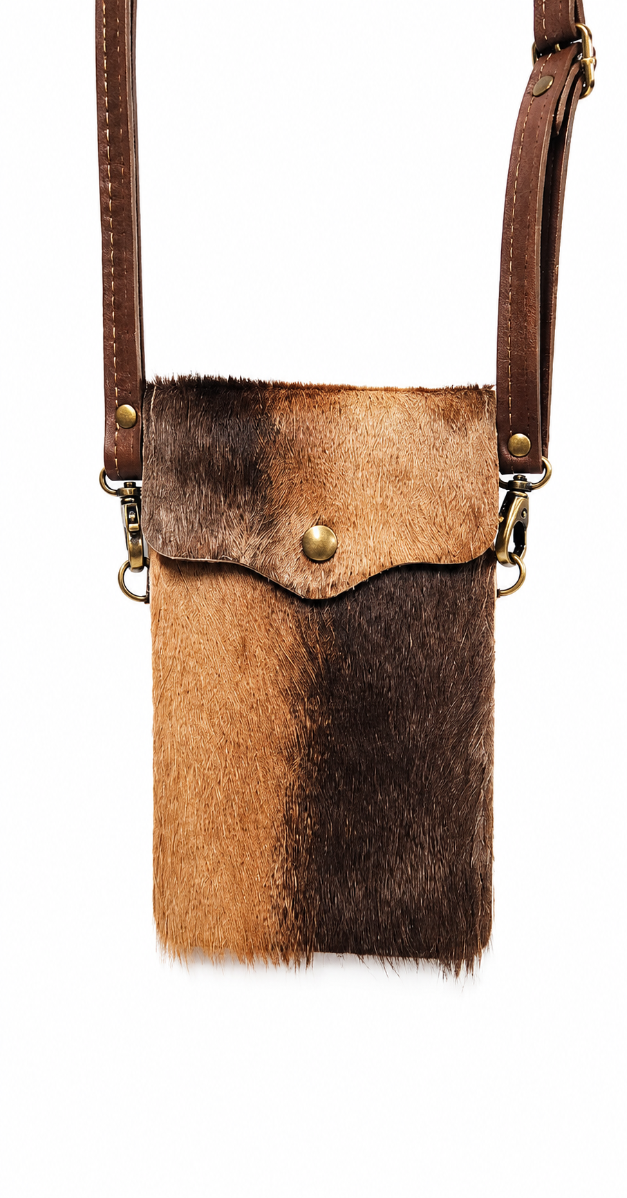 Genuine African Red Hartebeest Hair-on-Hide Cell Phone Crossbody