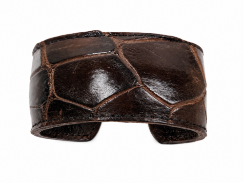 Genuine American Alligator Leather Cuff Bracelet | Chocolate Brown | Handmade in the USA | One-of-a-Kind