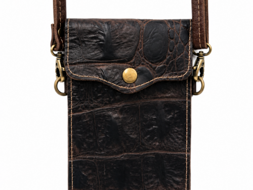 Crocodile Embossed Leather Cell Phone Crossbody