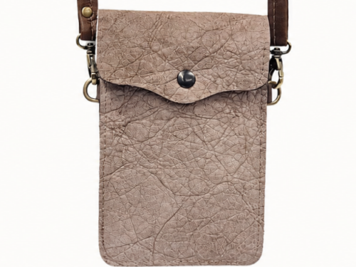 Genuine Elephant Leather Front Cell Phone Crossbody Purse – Handmade in USA – Slim Leather Phone Bag for Women