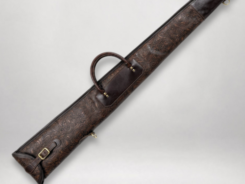GS-219 brown embossed leather 50-51 inch gun slip with tooled leather pattern