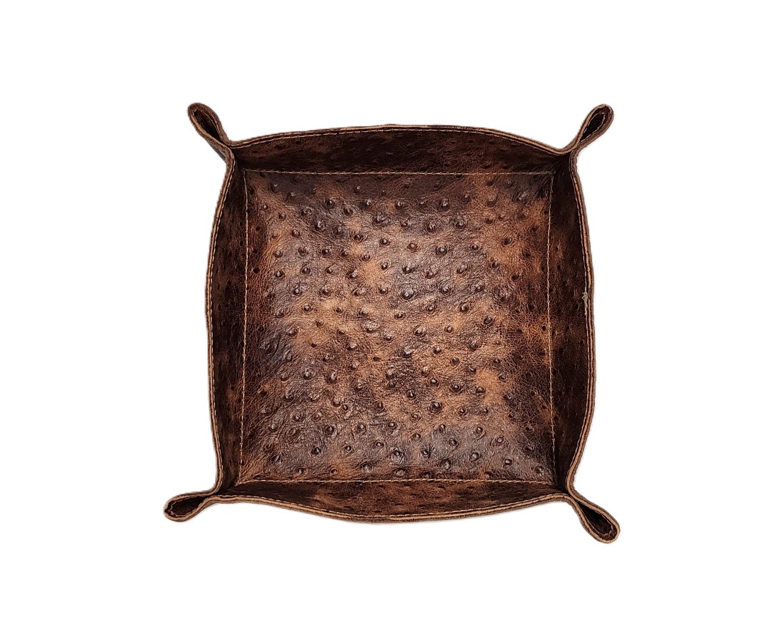 Ostrich Embossed Leather Valet Tray