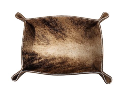 Hair-on-Hide Leather Valet Tray Rustic Catchall