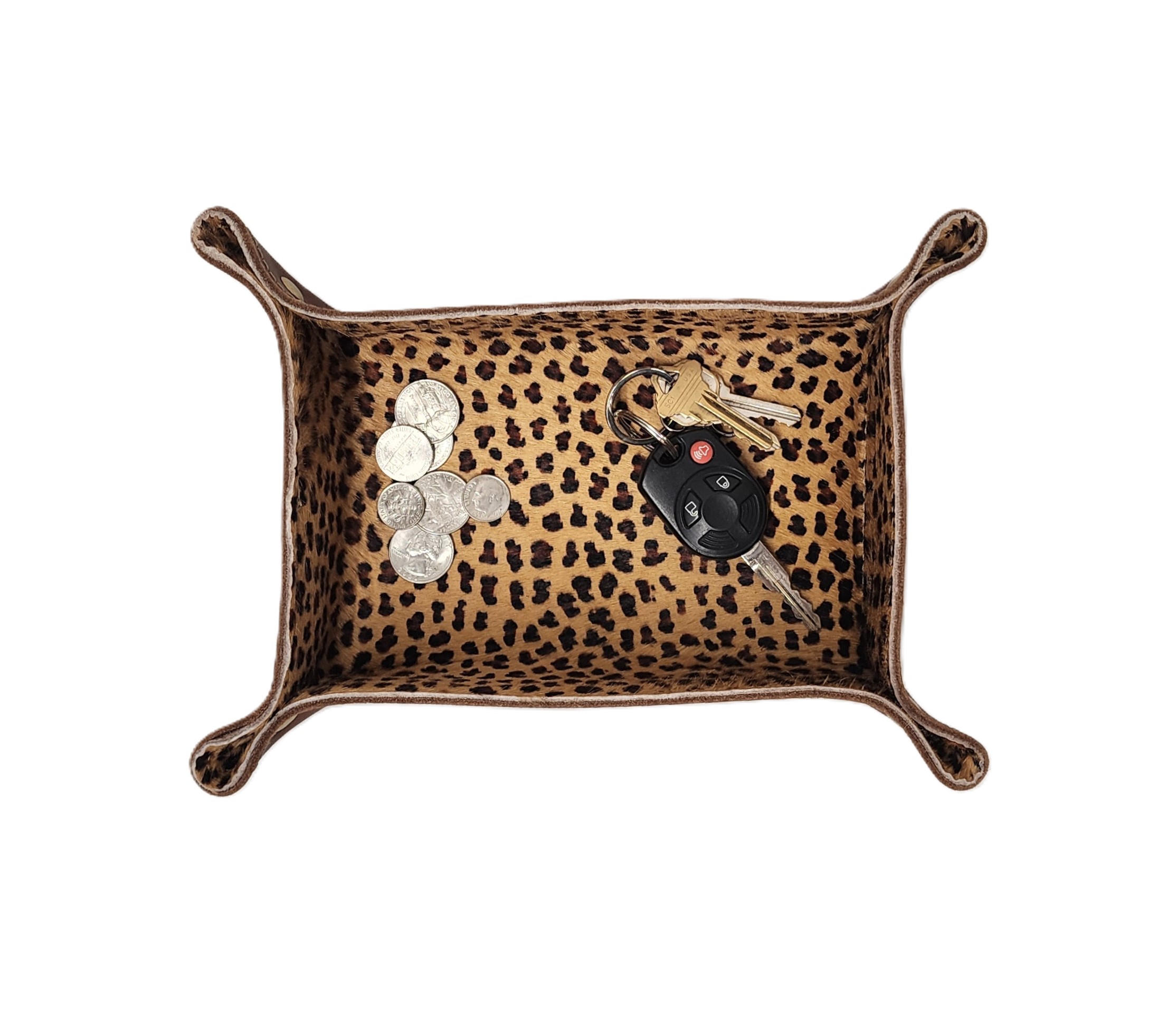 Leopard Print Hair-on-Hide Leather Valet Tray - Image 2