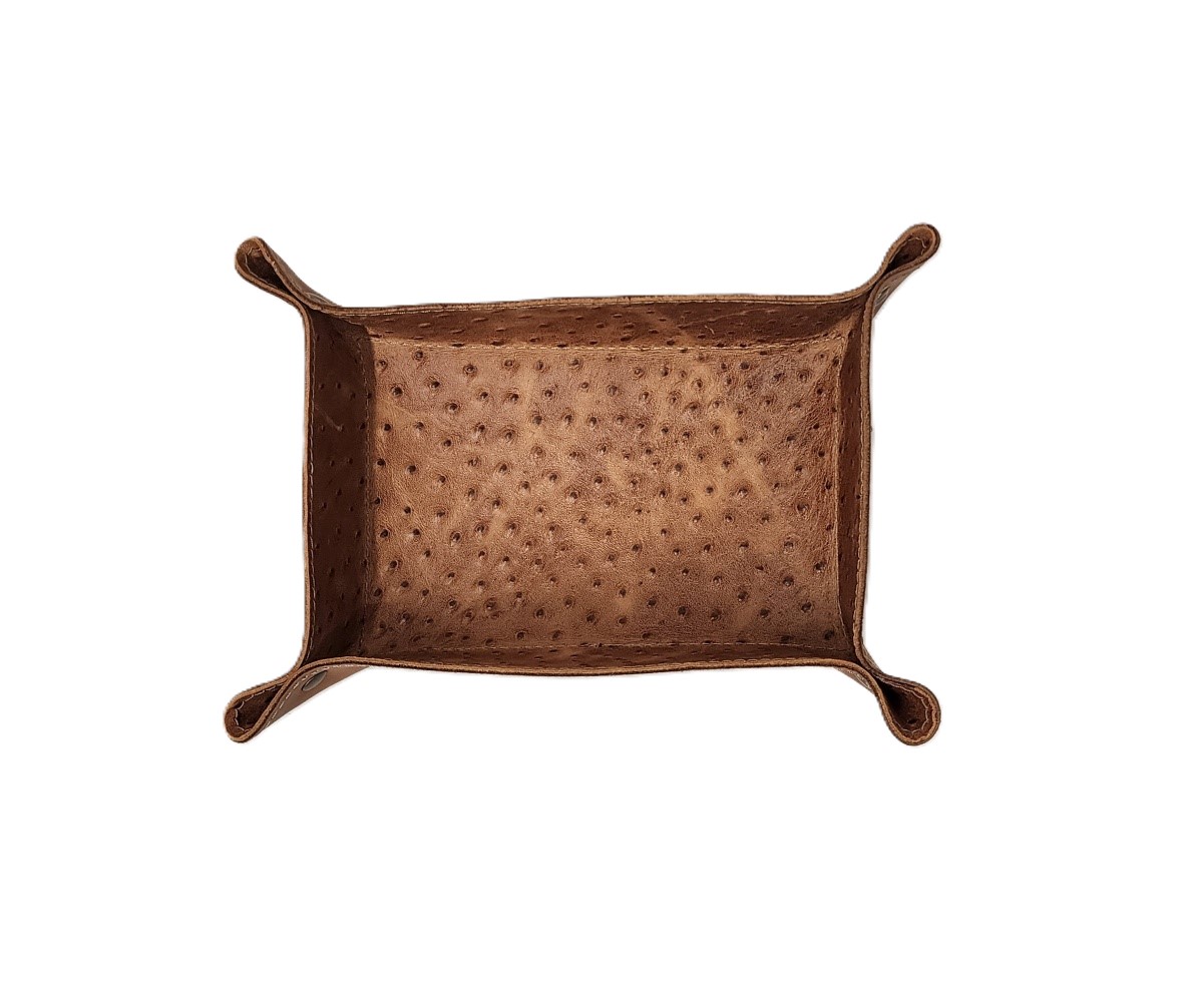 Ostrich Embossed Leather Valet Tray