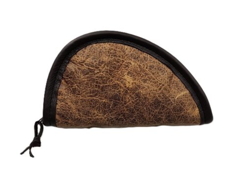 Small Pistol Case – Distressed Brown Leather with Dark Leather Trim
